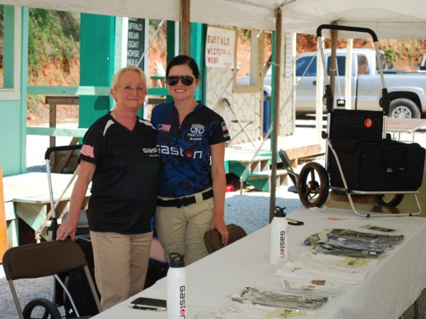 Beate Arnold (L) and Brooke Sevigny (R) at the GASTON J. GLOCK style LP display table at the USPSA Area 6 Champi-onship.