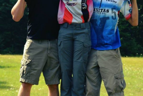 Brian Hampton, Katelyn Francis and Tim Yackley at the 2014 Colt 3 Man 3 Gun where their team placed 17th out of 70 teams, all of which were adults! They are prime examples of the talented young folk in the competive shooting world!---Photo Courtesy of Becky Yackley Photography
