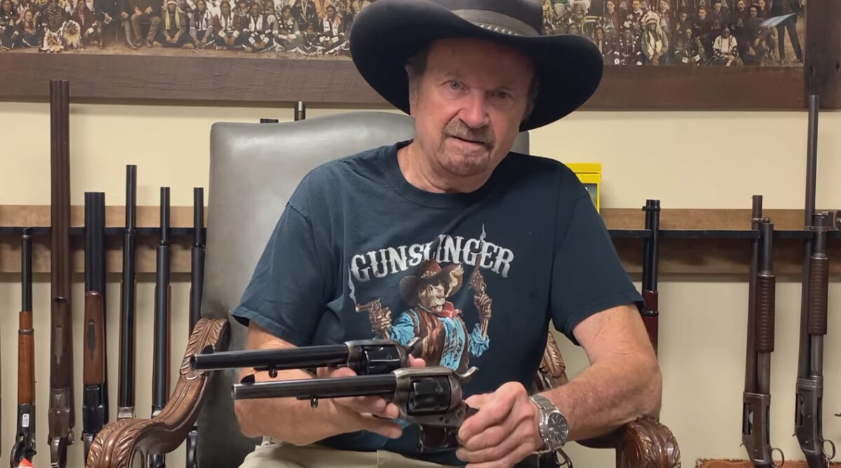 Figure 2 Mike Harvey, CEO and founder of Cimarron Firearms, demonstrating the evolution of the Cavalry Colt replica.