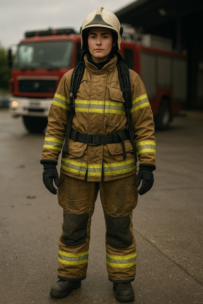 Female firefighters in full kit