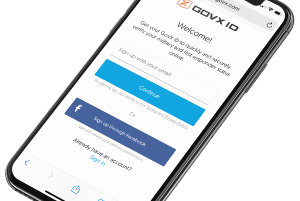 Cell phone with GovX website pulled up.