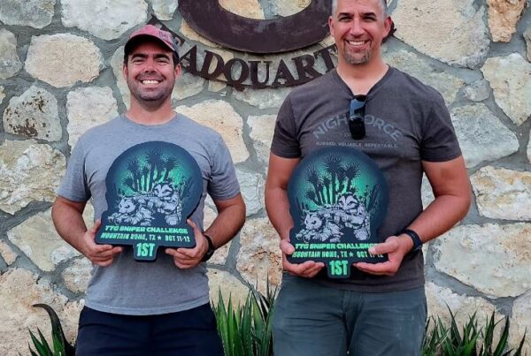 (L-R) PROOF sponsored shooter Sean Murphy and PROOF Research's Greg Hamilton with the TTG Sniper Challenge 1st Place Award.