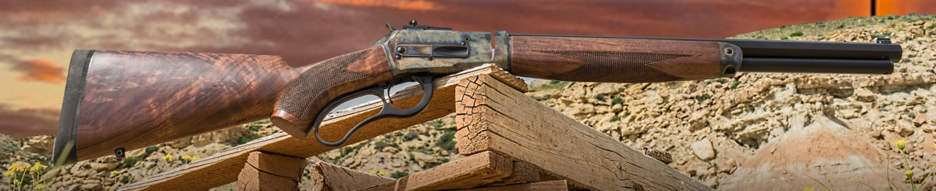 Model 89 spikedriver lever action rifle with western backdrop