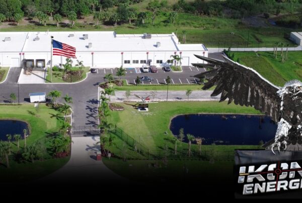 overhead image of manufacturing facility with Ikonick Energetics logo in the right hand corner.