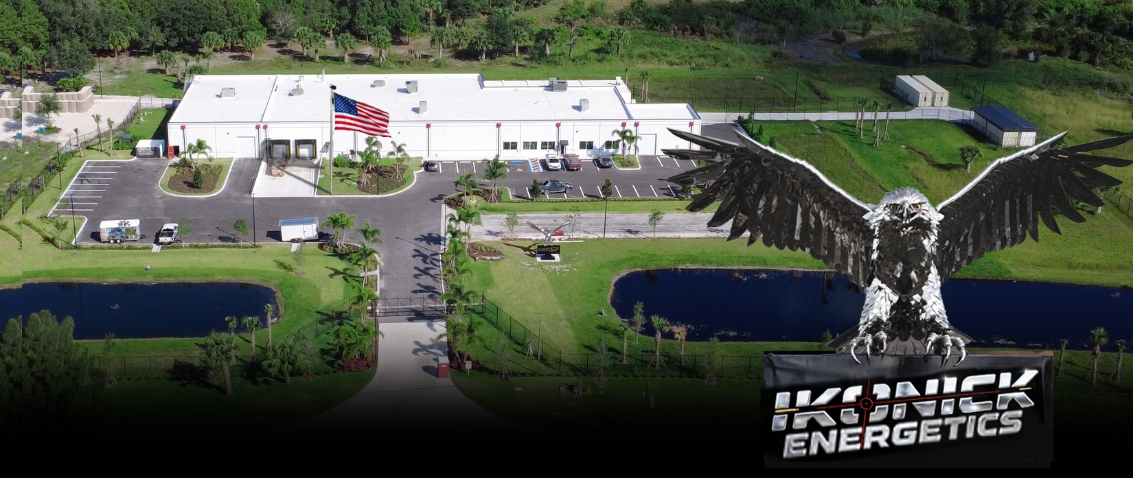 overhead image of manufacturing facility with Ikonick Energetics logo in the right hand corner.