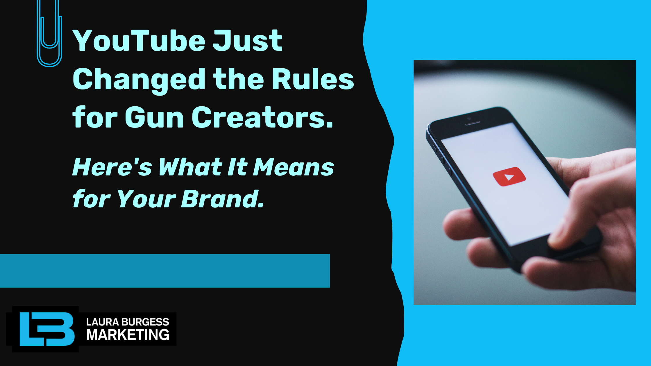 blog banner with hand holding phone with youtube icon and lbm logo
